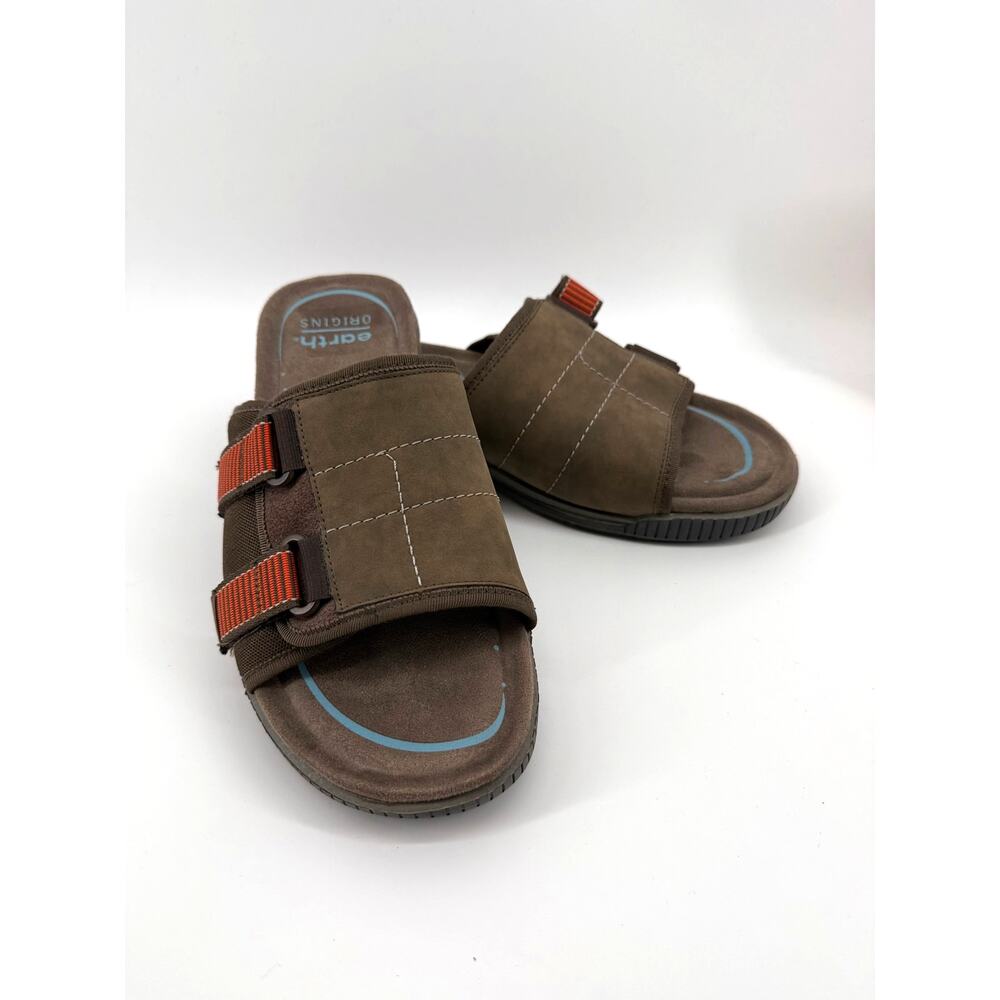 Earth Origins Santos Brown Comfort Slide Sandals Adjustable Straps Mens10
